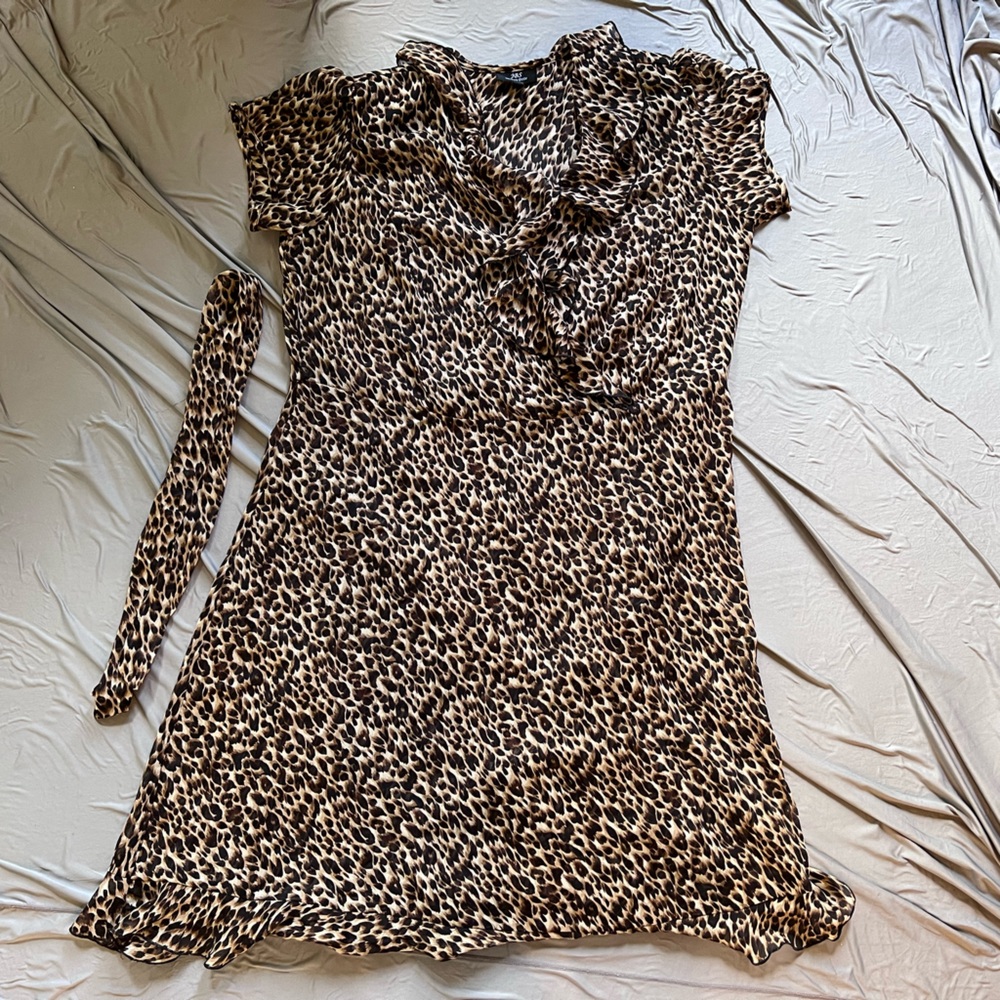 Sheer leopard print dress with separate black liner dress 18
